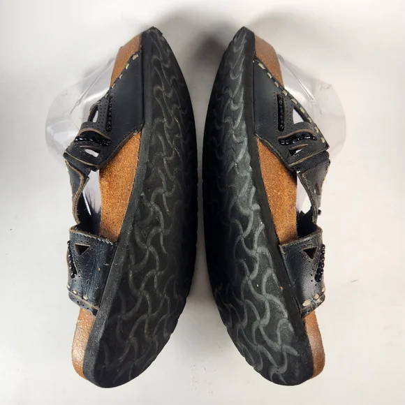 BETULA by BIRKENSTOCK Women's Joyce Sandal 10 Narrow Black Beaded Leather Shoes - Picture 8 of 9